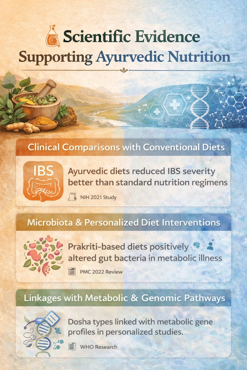 Ayurveda vs Modern Nutrition comparison chart