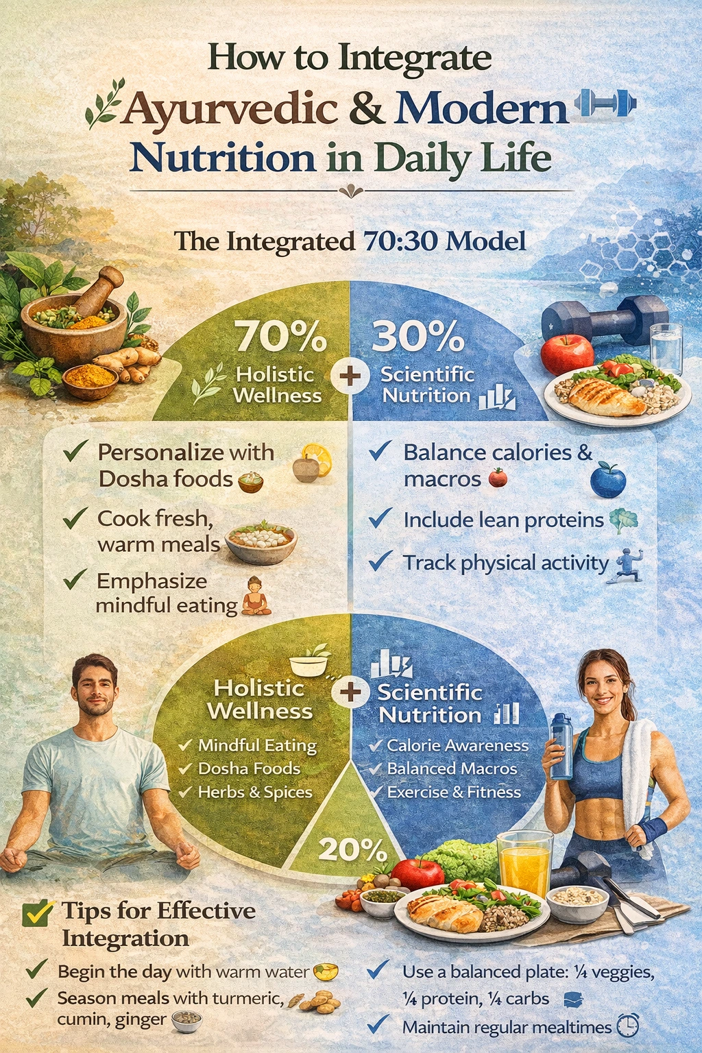 Holistic food and lifestyle illustration – Ayurvedic principles