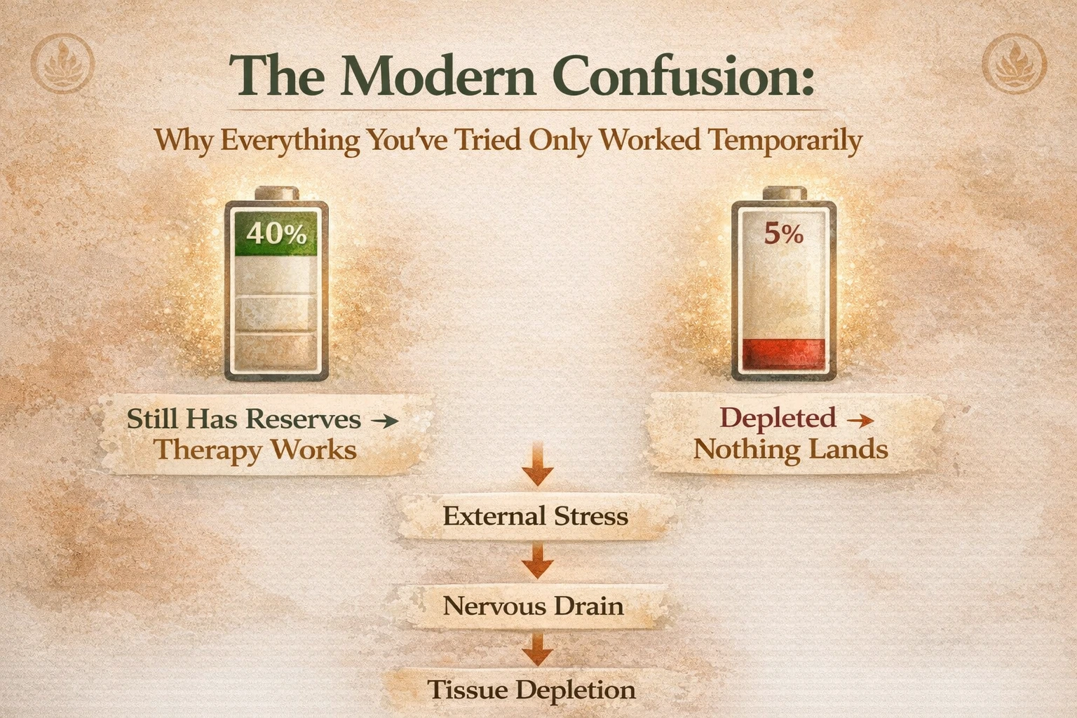 modern confusion | Vishuddhi Isha Yoga Goa India Illustration showing depleted energy reserves and nervous system drain caused by chronic stress