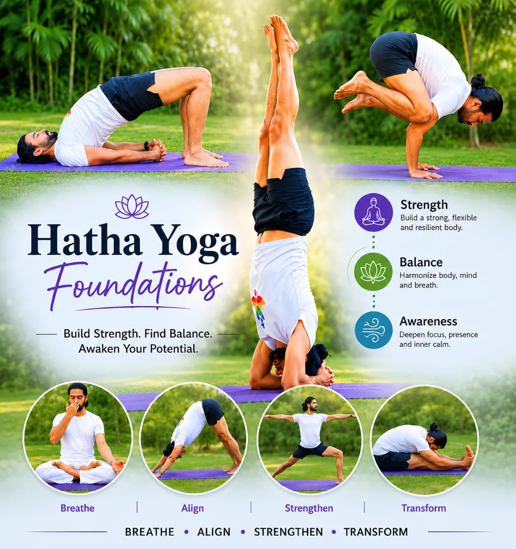 Traditional Hatha Yoga foundations practice during Kundalini Yoga Teacher Training in Goa