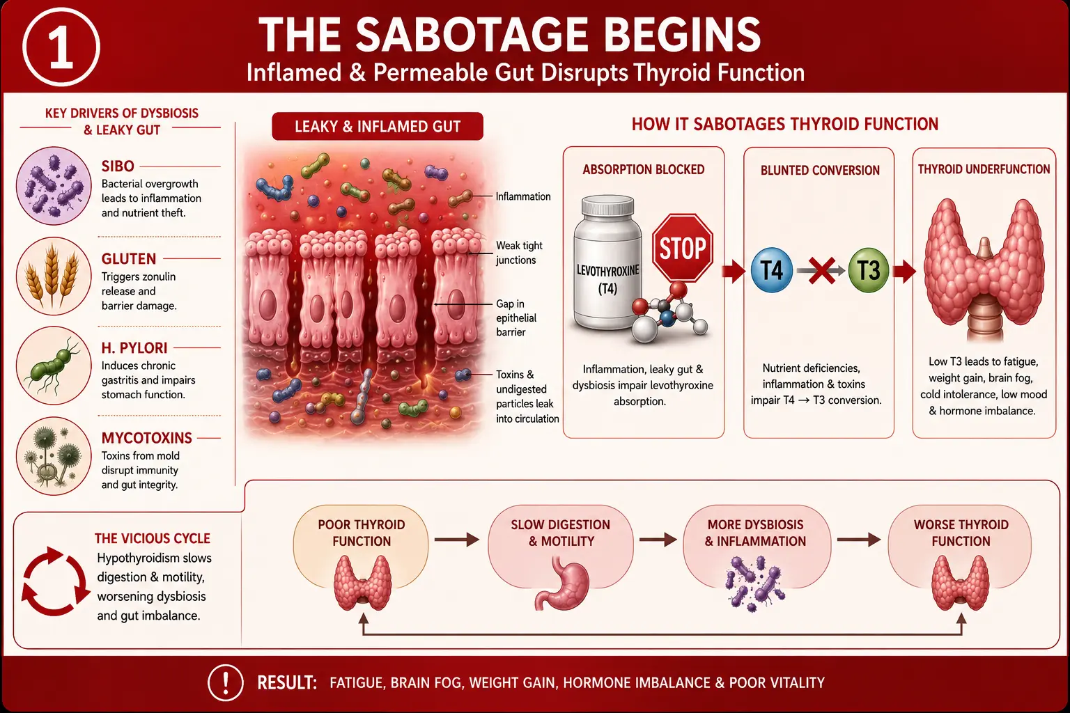 Thyroid 2 | Vishuddhi Issha Yoga Ayurveda How leaky gut sabotages thyroid medication absorption and thyroid hormone conversion