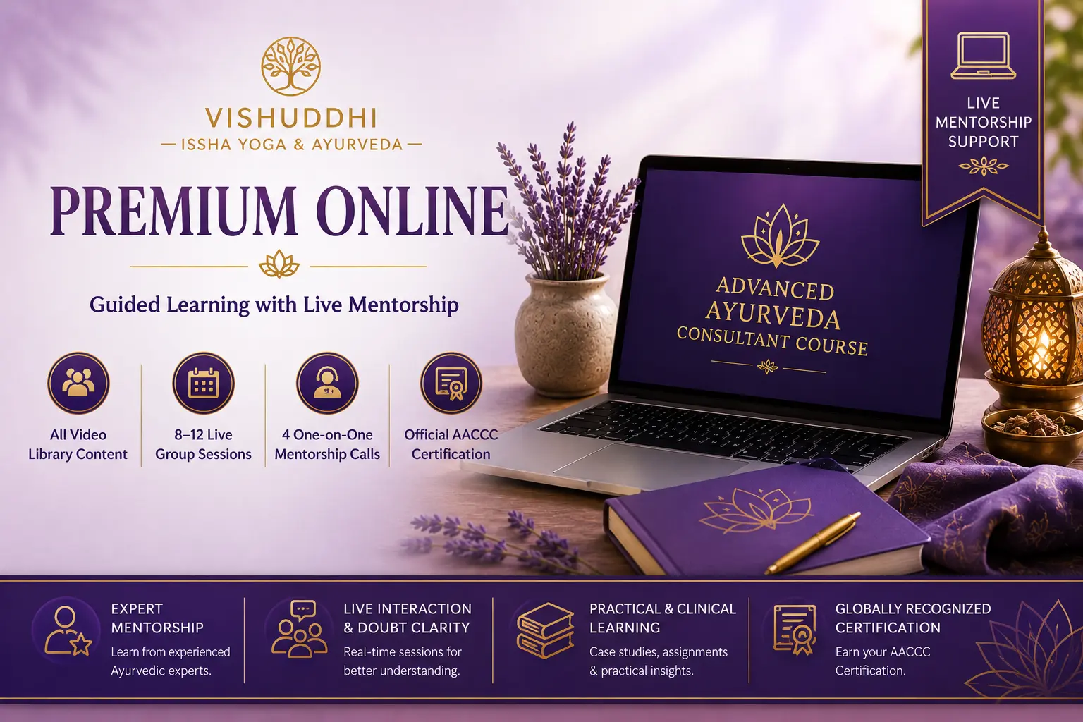 AACCC Premium Online Course | Vishuddhi Issha Yoga Ayurveda AACCC Premium Online Course - Guided Learning with Live Mentorship