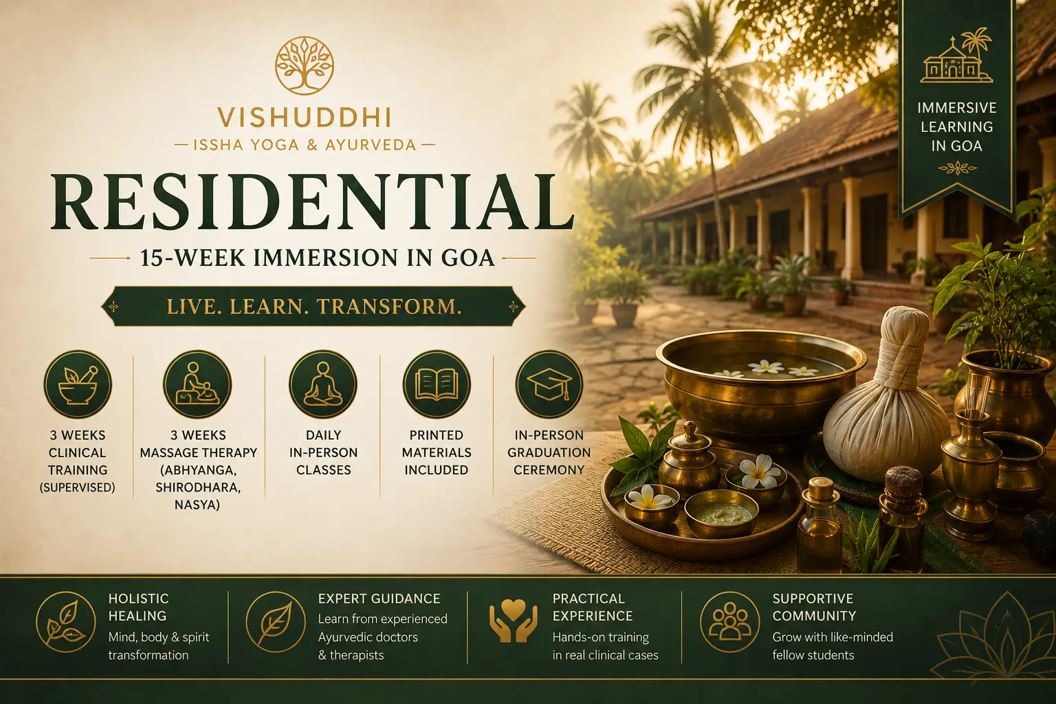 AACCC Residential Immersion | Vishuddhi Issha Yoga Ayurveda AACCC Residential Immersion - 15-Week Program in Goa