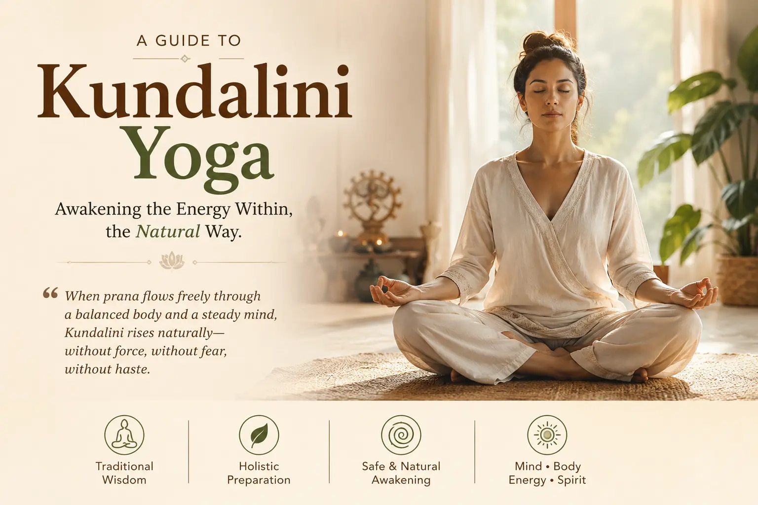 Kundalini Yoga 2 | Vishuddhi Issha Yoga Ayurveda A practitioner seated upright during a Kundalini Yoga kriya, using steady breath and spinal movement in a calm natural setting