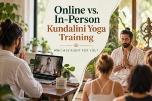 Online or in person Training | Vishuddhi Issha Yoga Ayurveda online vs in-person kundalini yoga training